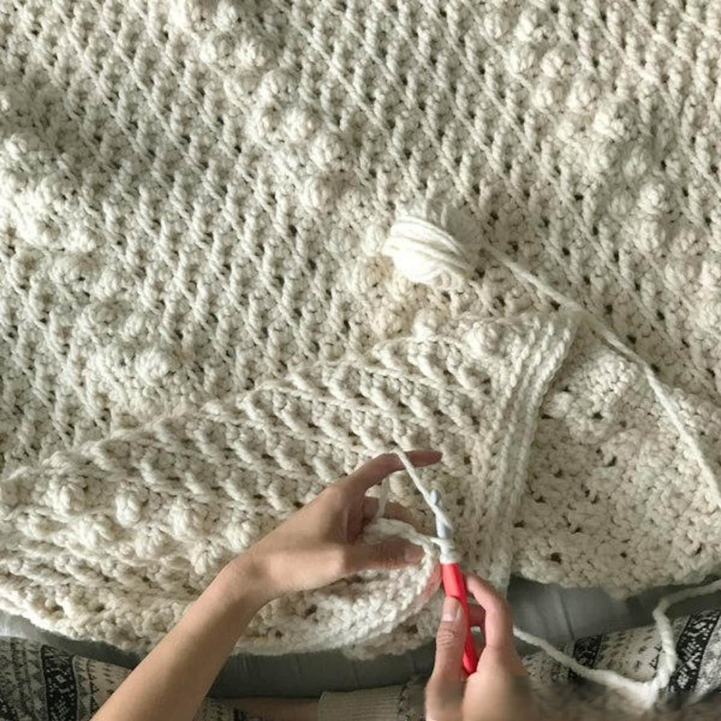 Cross Bobble Blanket Crochet Pattern