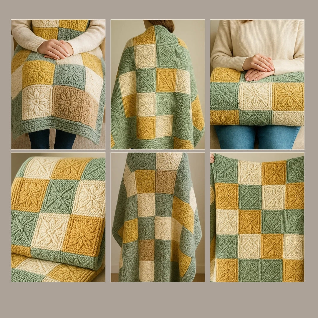 Granny Squares Daisy Blanket Crochet Pattern